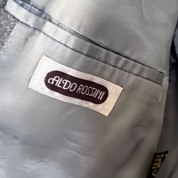 Aldo Rossini Camel Hair & Wool Career Blazer Sport Coat Gray Pin Striped Sz 38R - Picture 9 of 14